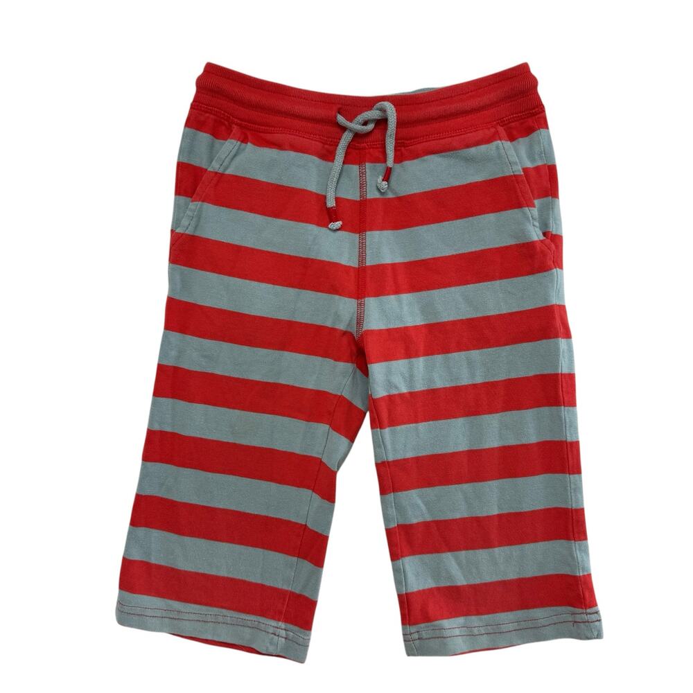 BODEN Baggies Long Line Shorts in Orange Gray Stripe Size 8Y Boys Cotton Pull On
